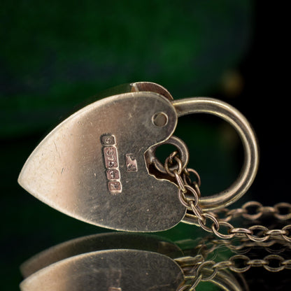 Vintage 9ct Gold Engraved Heart Padlock Charm Pendant
