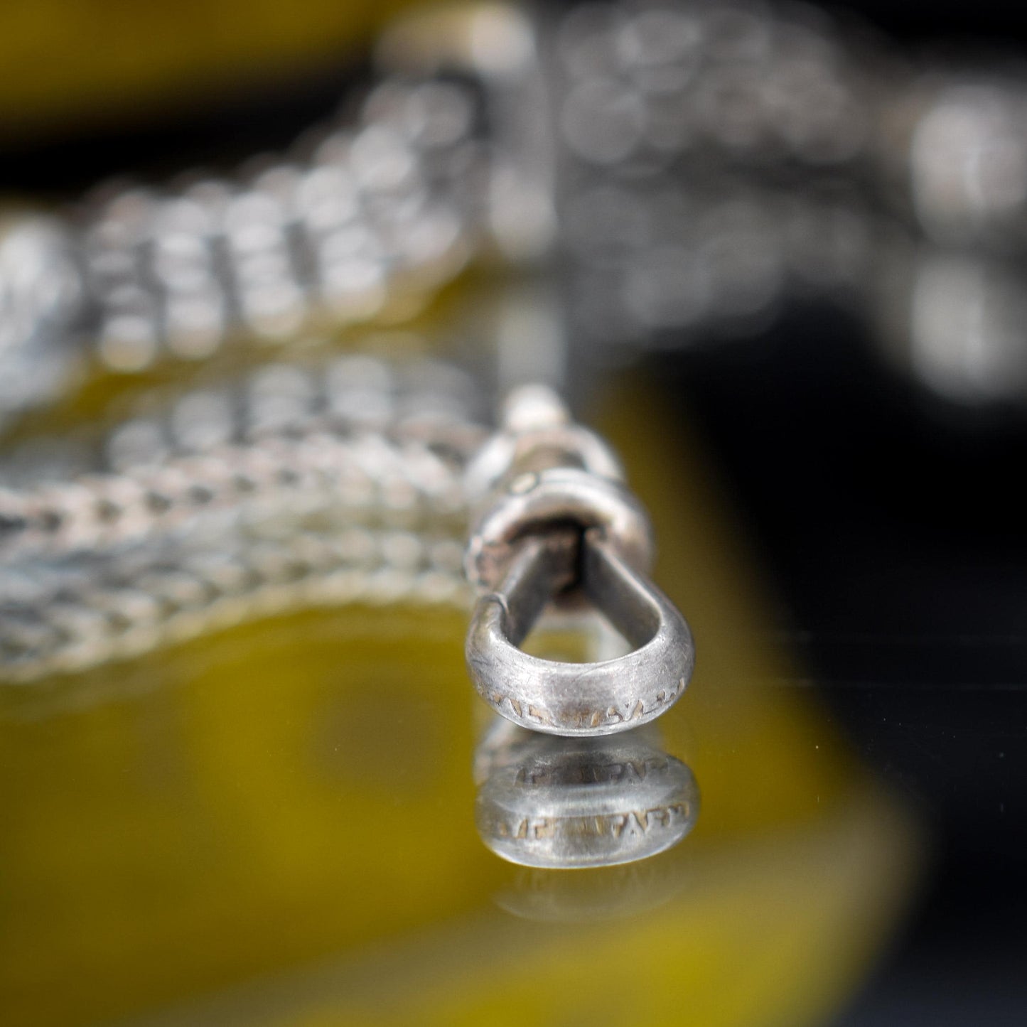 Antique Sterling Silver Heart Albertina Albert Watch Chain Bracelet with Tassel