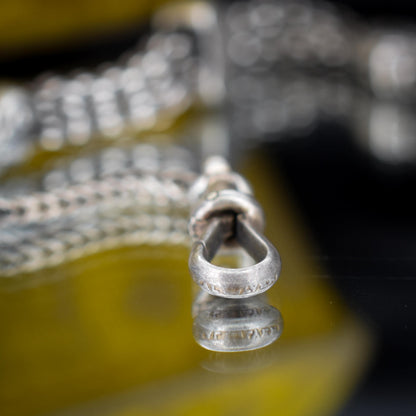 Antique Sterling Silver Heart Albertina Albert Watch Chain Bracelet with Tassel