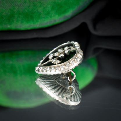 Antique Edwardian Paste Silver Heart Brooch Pin