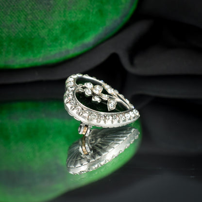 Antique Edwardian Paste Silver Heart Brooch Pin