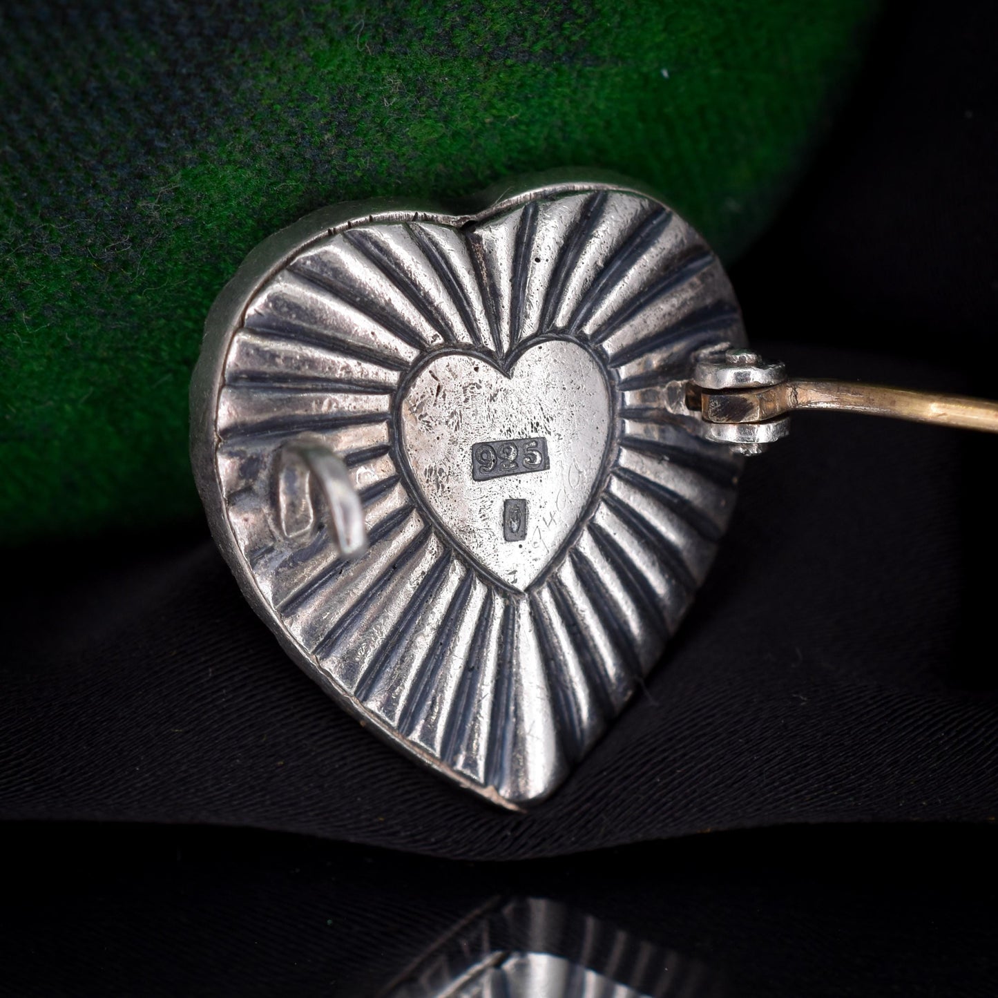 Antique Edwardian Paste Silver Heart Brooch Pin
