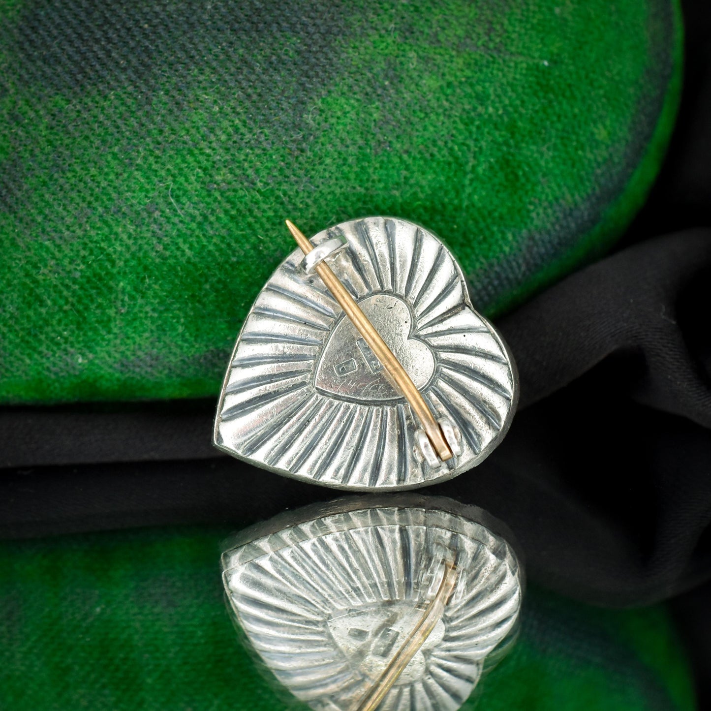 Antique Edwardian Paste Silver Heart Brooch Pin