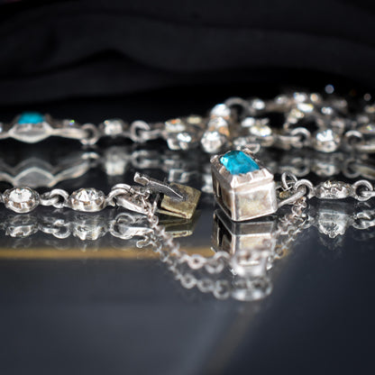 Antique Victorian French Blue Paste Silver Saint Esprit Necklace Collar