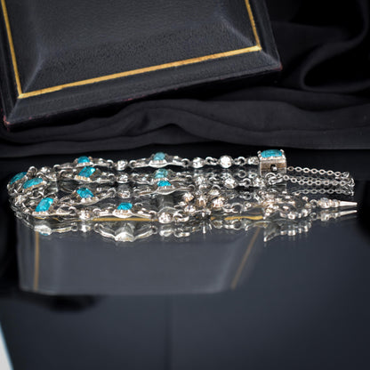 Antique Victorian French Blue Paste Silver Saint Esprit Necklace Collar