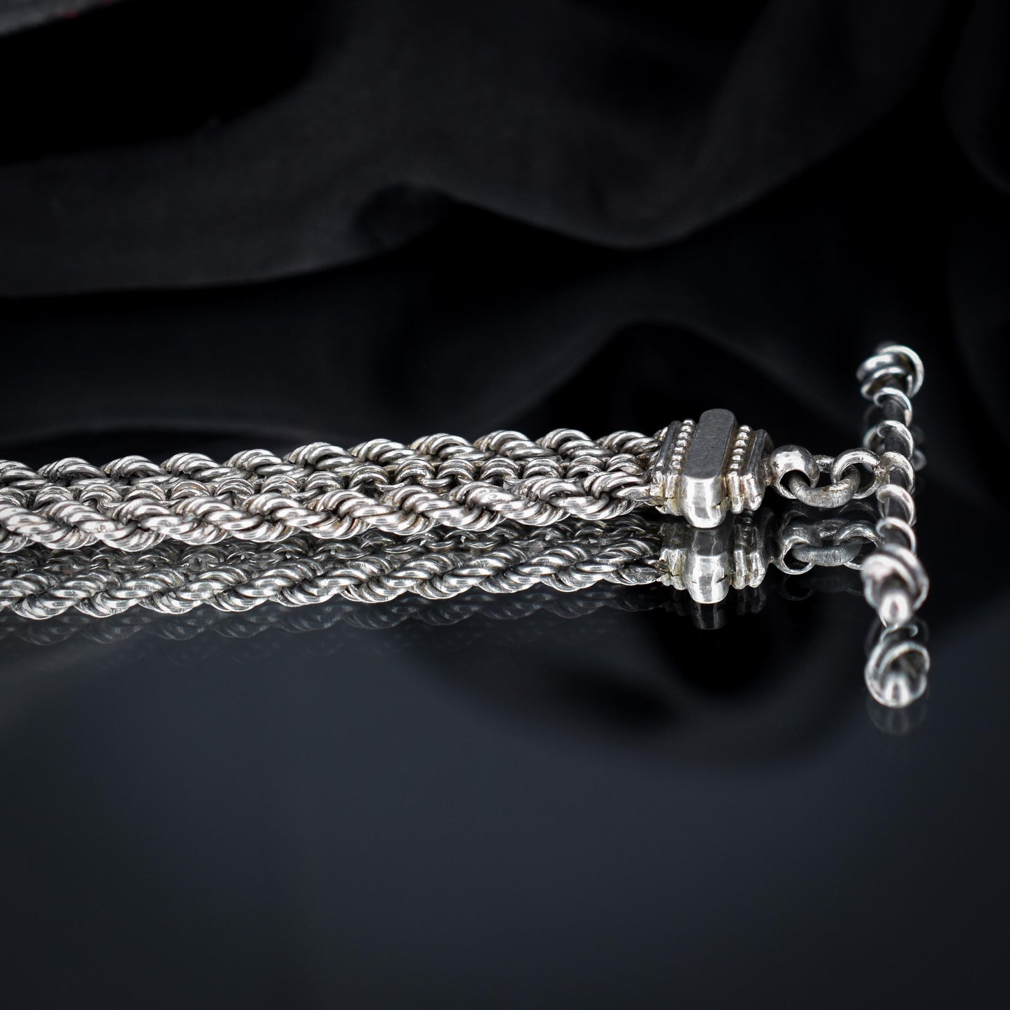 Antique Silver Multi-Strand Pendant with Dog Clip and T-bar Drop