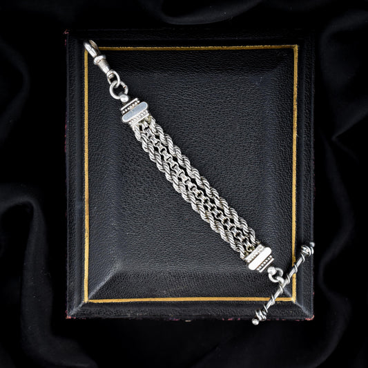 Antique Silver Multi-Strand Pendant with Dog Clip and T-bar Drop