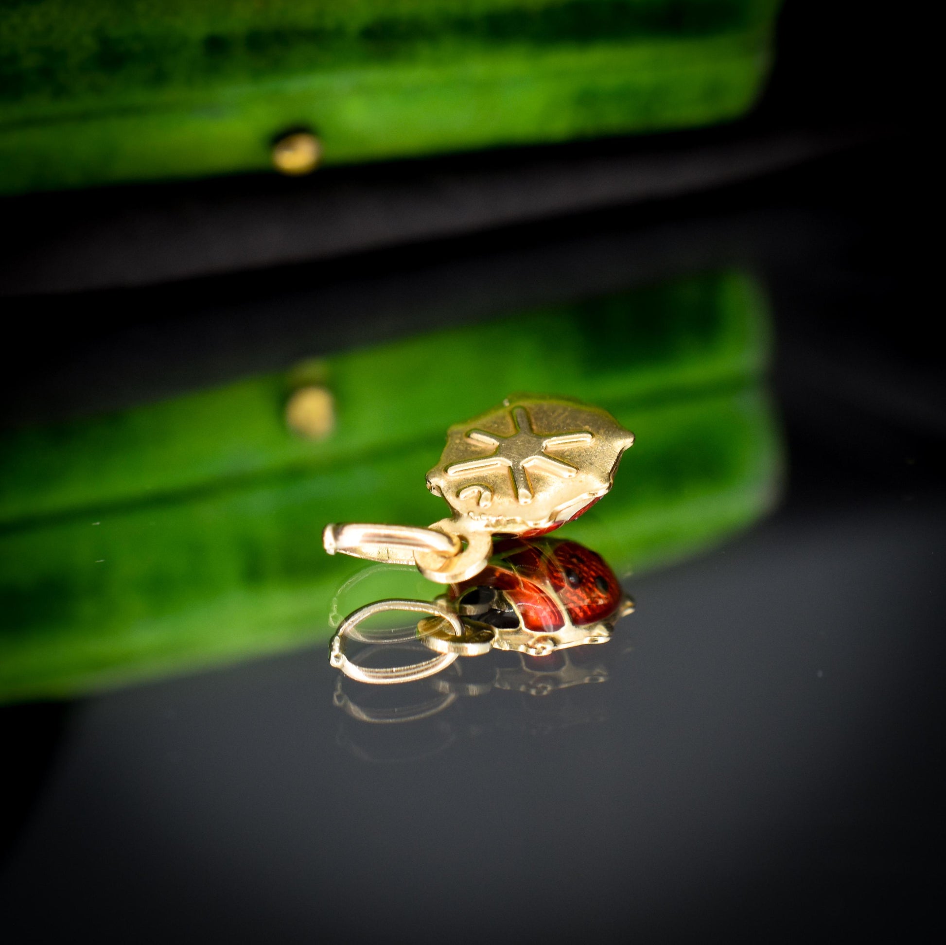 Vintage Italian Ladybug Ladybird Enamel 9ct Gold Charm Pendant
