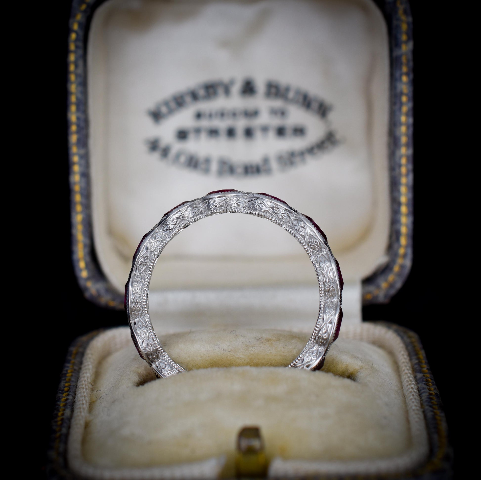 Art Deco Style 1.6ct Marquise Cut Ruby Platinum Full Eternity Wedding Band Ring