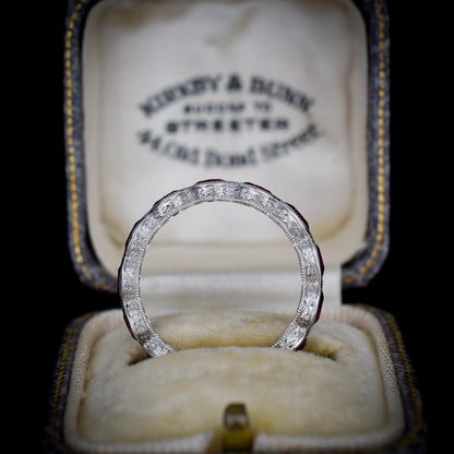 Art Deco Style 1.6ct Marquise Cut Ruby Platinum Full Eternity Wedding Band Ring