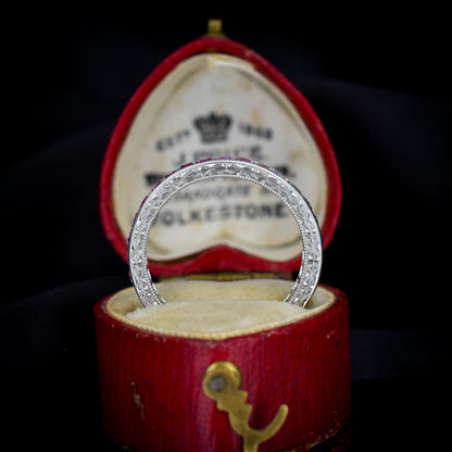 French Cut Multi Colour Sapphire Rainbow Full Eternity Platinum Band Ring