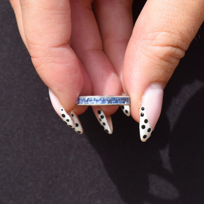 Art Deco Style 1.7ct Ceylon Sapphire Platinum Full Eternity Wedding Band Ring | Size 5