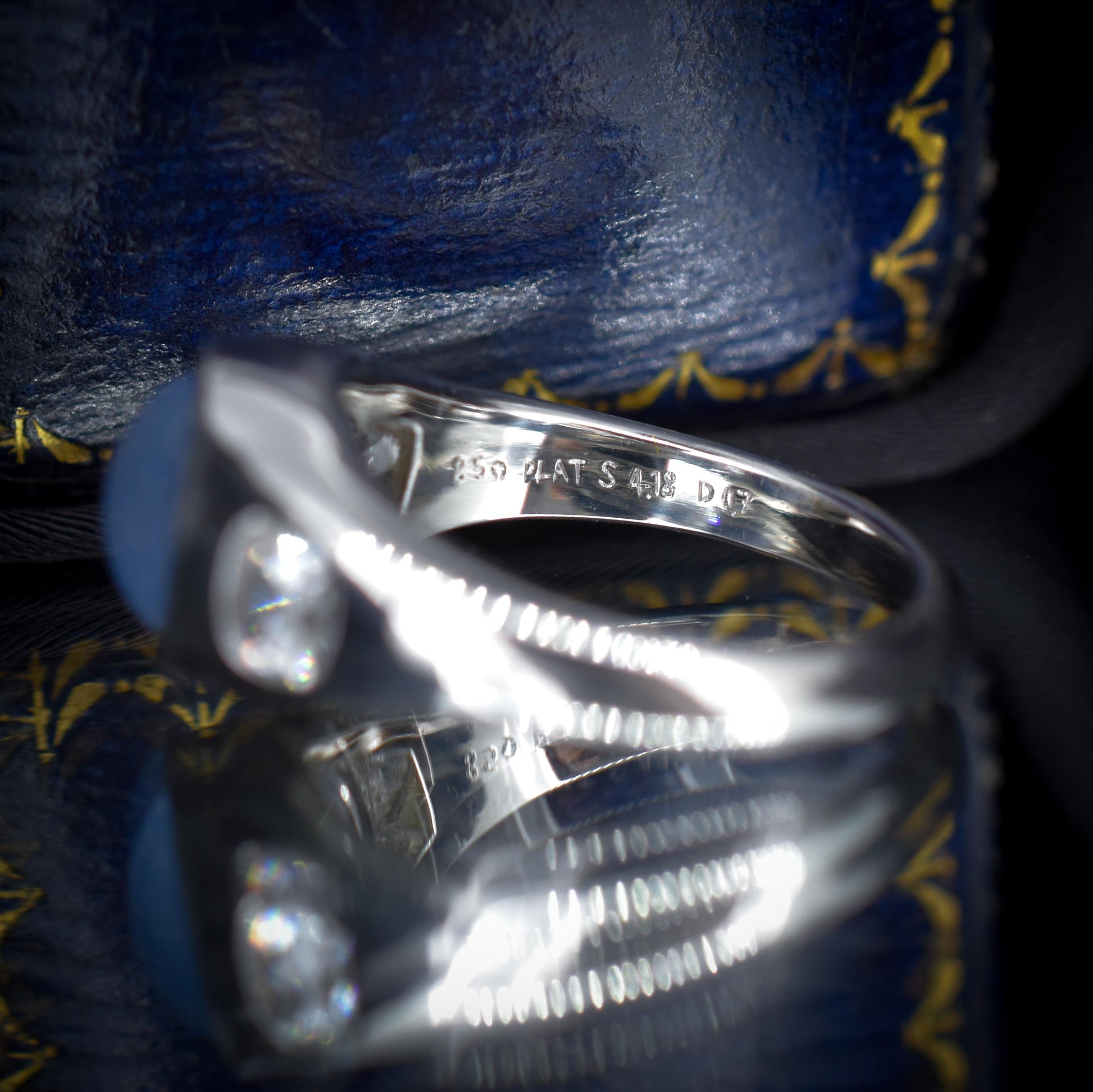 Certified 4.18ct Star Sapphire and Diamond Three Stone Platinum Band Ring