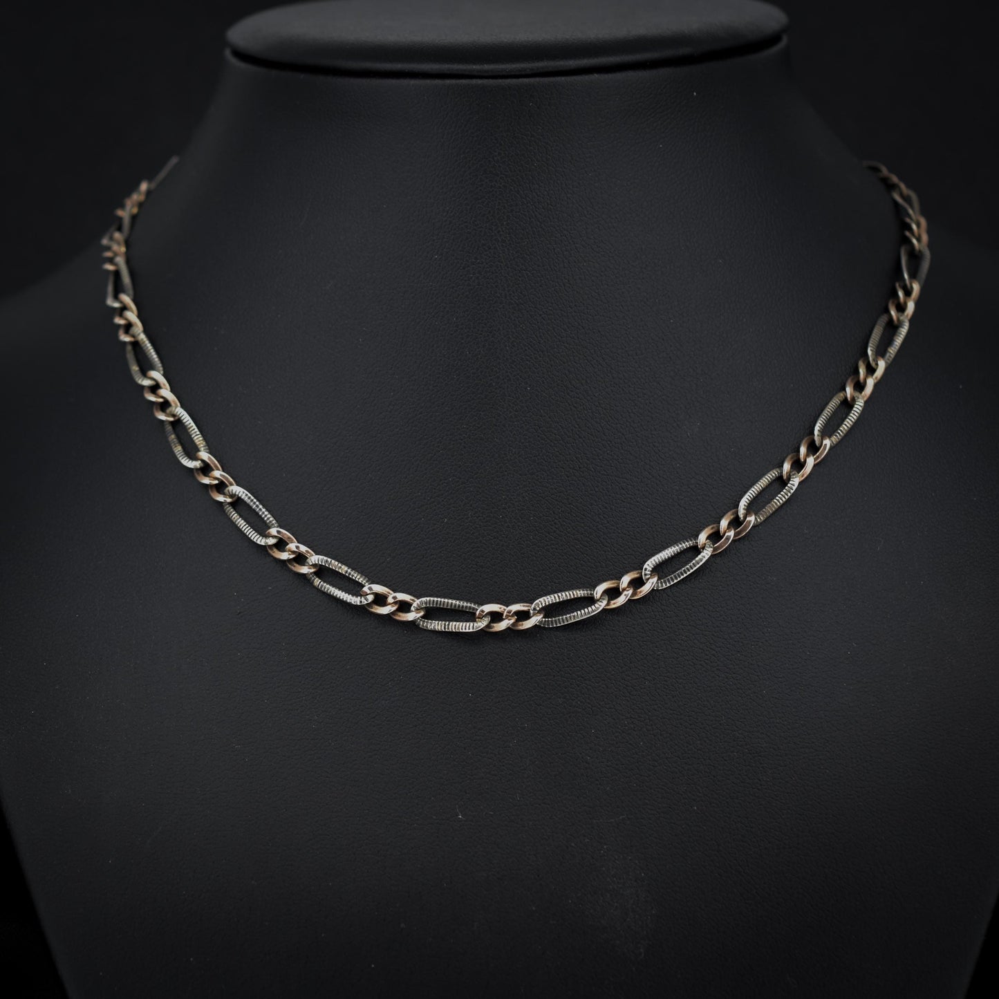 Antique French Niello Silver and Gold Chain Necklace | 15.75"
