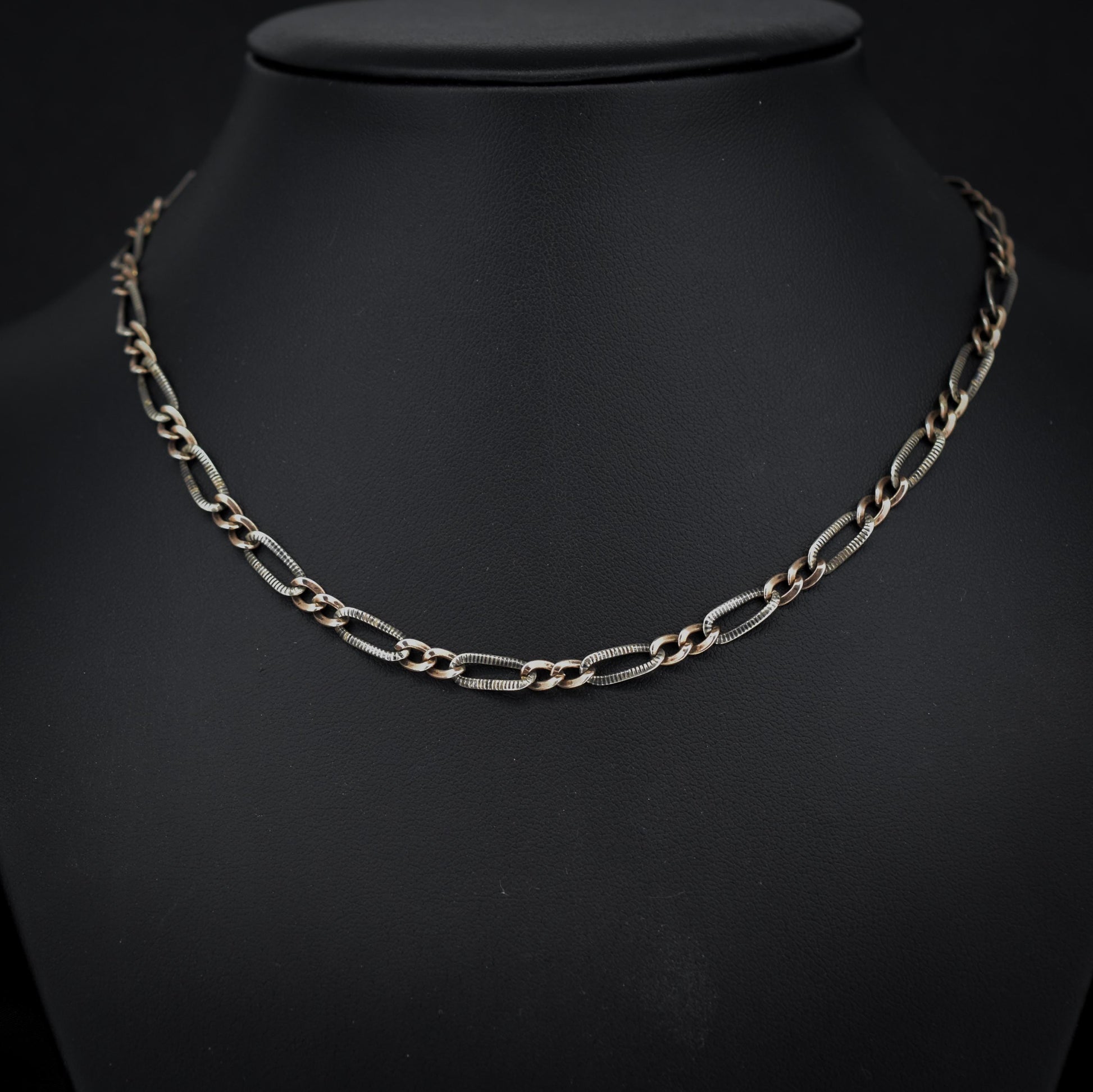 Antique French Niello Silver and Gold Chain Necklace | 15.75"