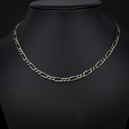 Antique French Niello Silver and Gold Chain Necklace | 15.75"