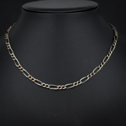 Antique French Niello Silver and Gold Chain Necklace | 15.75"