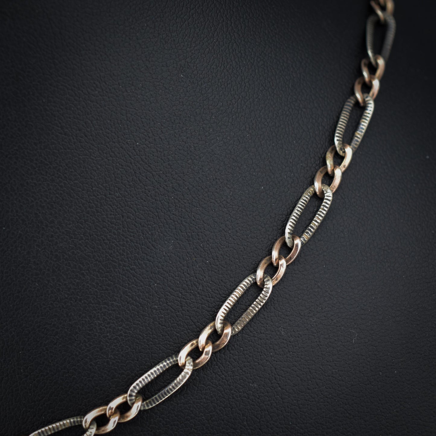 Antique French Niello Silver and Gold Chain Necklace | 15.75"