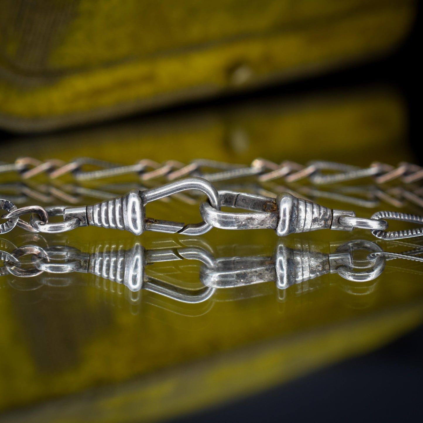 Antique French Niello Silver and Gold Chain Necklace | 15.75"