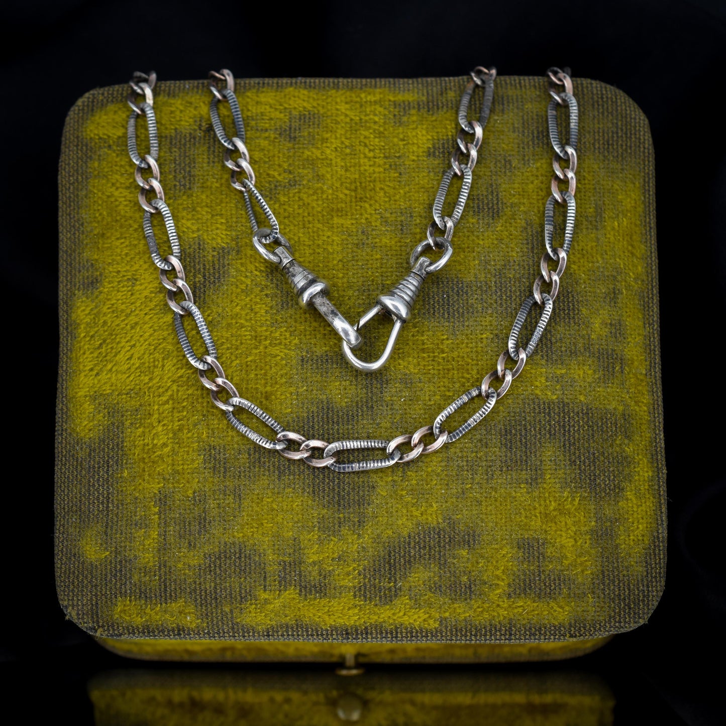 Antique French Niello Silver and Gold Chain Necklace | 15.75"