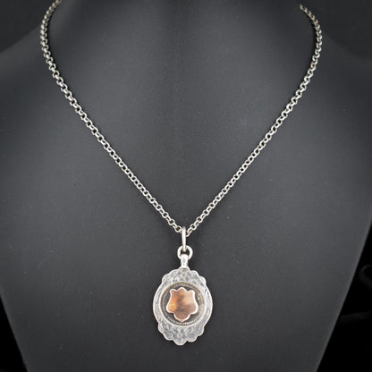 Art Deco '1931' Gold Silver Fob Medal Medallion Pendant and Chain Necklace 21"