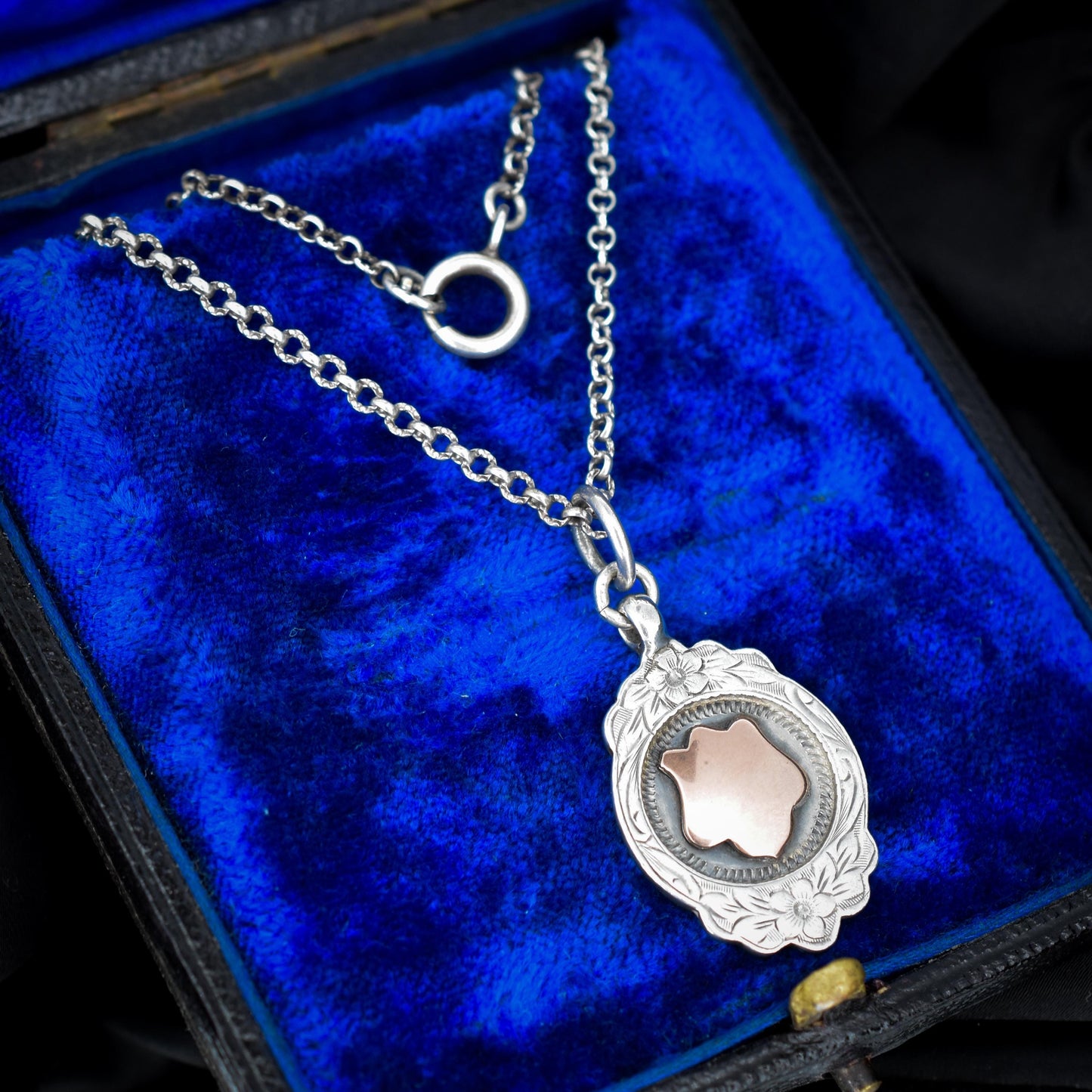 Art Deco '1931' Gold Silver Fob Medal Medallion Pendant and Chain Necklace 21"