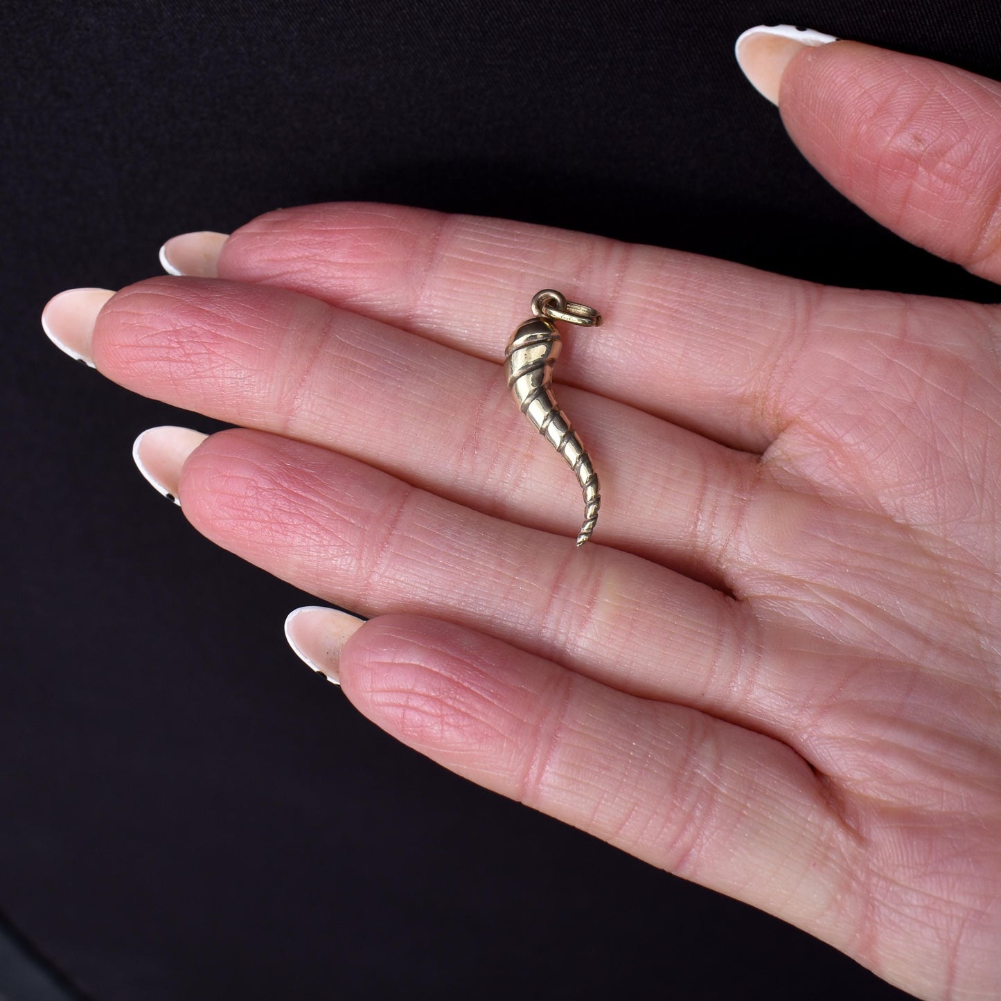 Vintage 9ct Yellow Gold Italian Horn of Plenty 'Cornicello' Charm Pendant