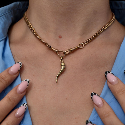 Vintage 9ct Yellow Gold Italian Horn of Plenty 'Cornicello' Charm Pendant