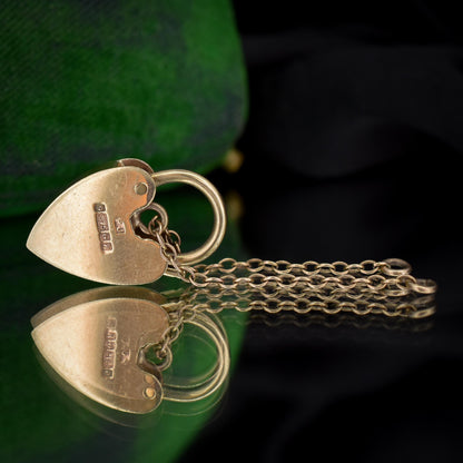 Vintage 9ct Gold Engraved Heart Padlock Charm Pendant