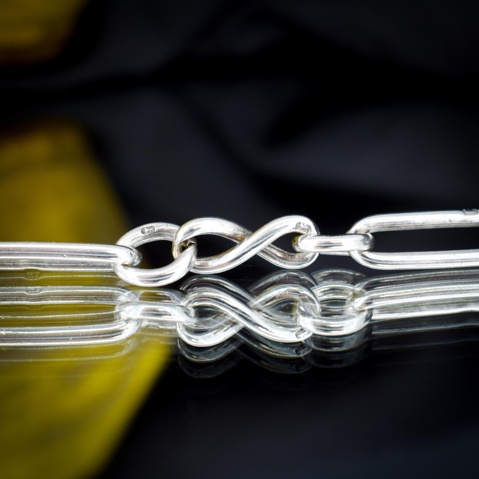 Antique Sterling Silver Trombone Link Bracelet with Dog Clip | 7.75"