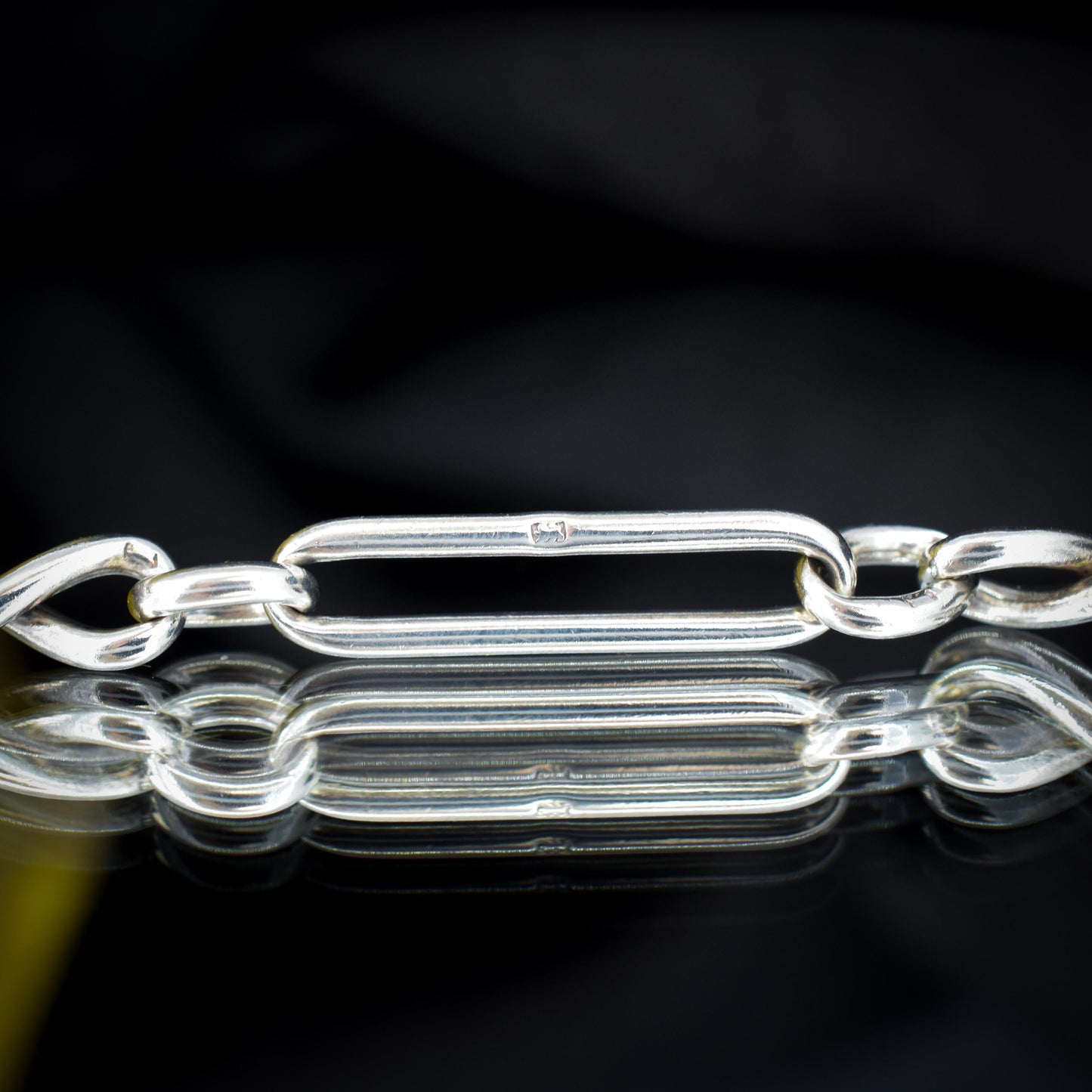 Antique Sterling Silver Trombone Link Bracelet with Dog Clip | 7.75"