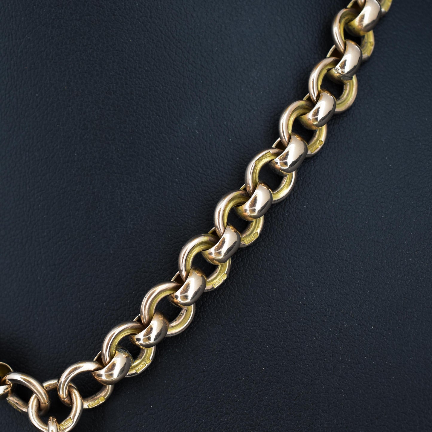 Antique '1879' 9ct Gold Round Link Albert Chain with T-Bar and Double Dog Clips | 16"