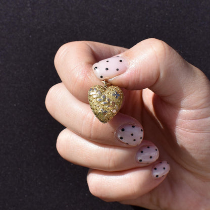 Antique Repousse 10ct Gold Heart Charm Pendant