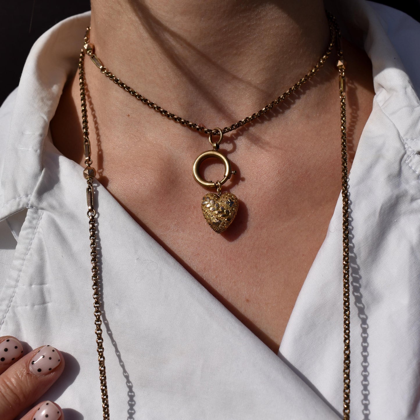 Antique Repousse 10ct Gold Heart Charm Pendant