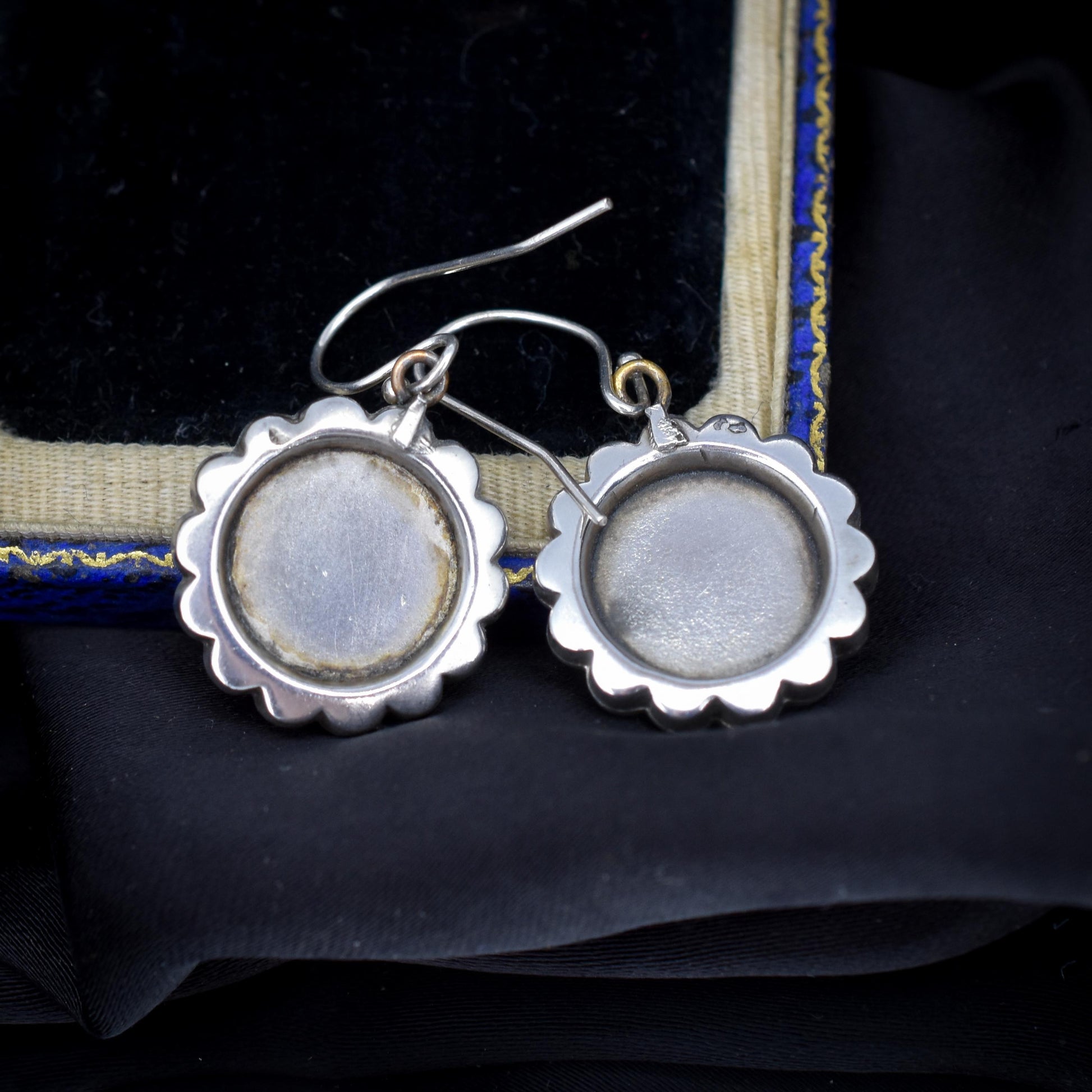 Antique Victorian Silver Gold Floral Aesthetic Drop Dangle Earrings