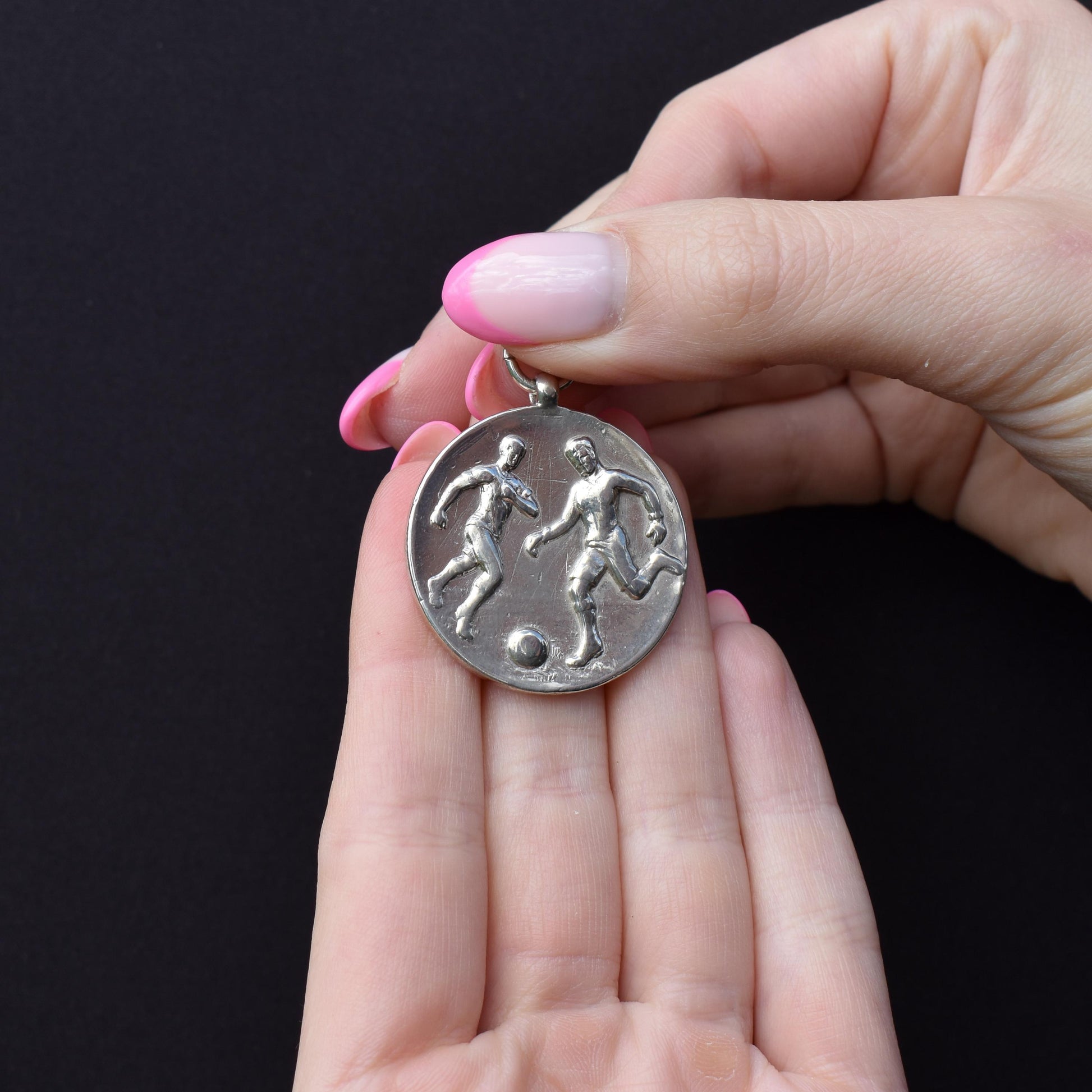 Art Deco 'Football Players' Medal Medallion Pendant | Dated 1926