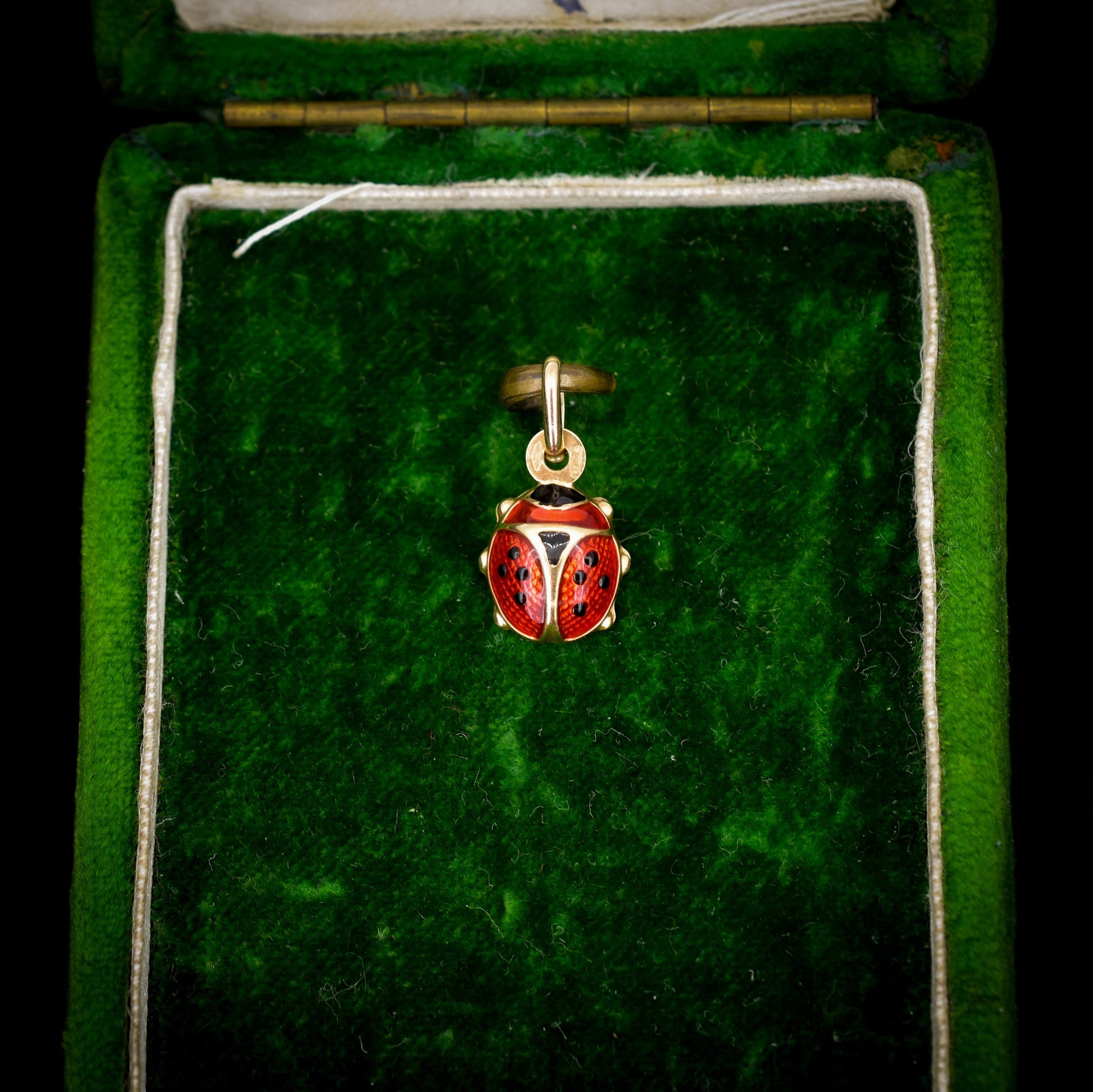 Vintage Italian Ladybug Ladybird Enamel 9ct Gold Charm Pendant