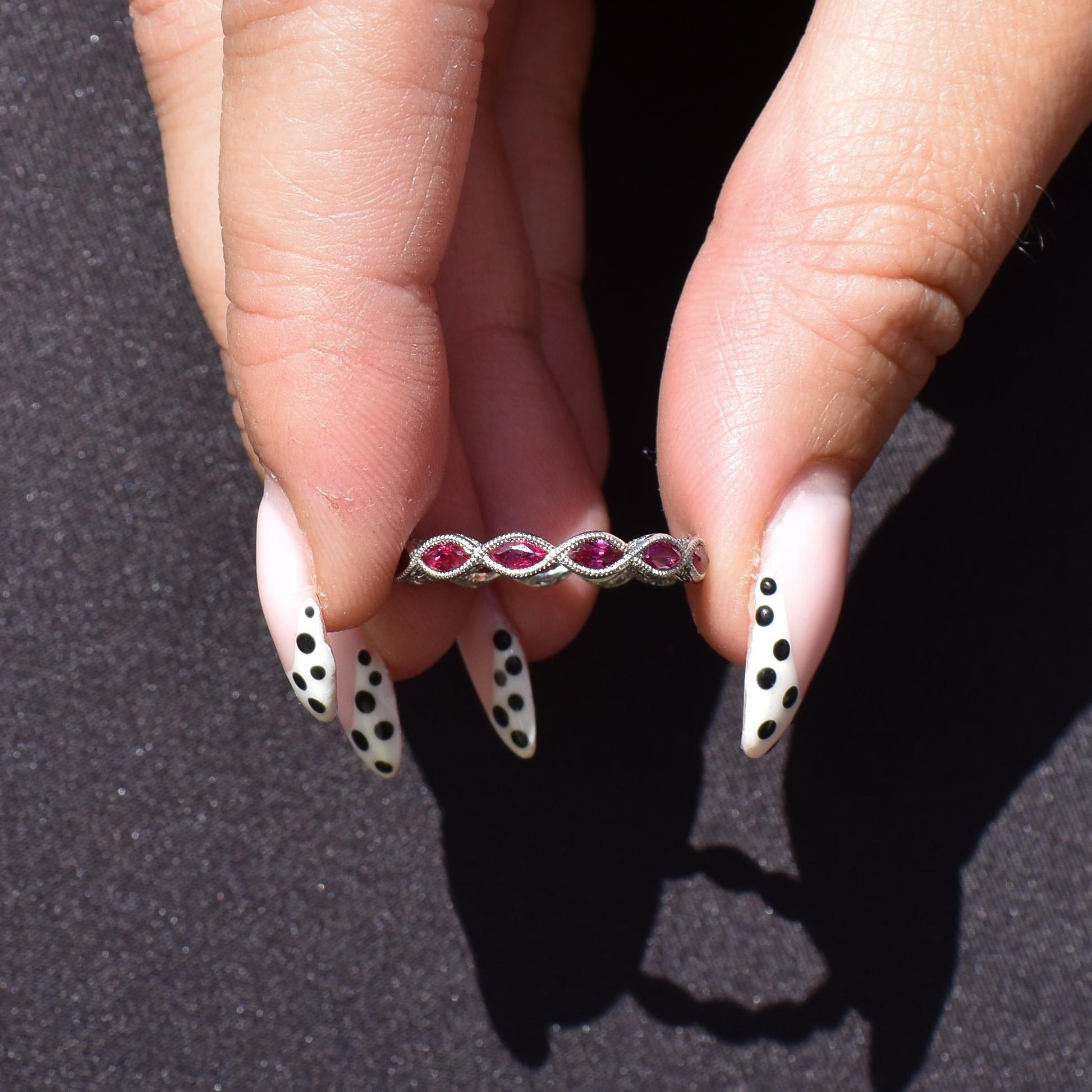 Art Deco Style 1.6ct Marquise Cut Ruby Platinum Full Eternity Wedding Band Ring