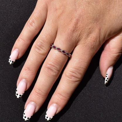 Art Deco Style 1.6ct Marquise Cut Ruby Platinum Full Eternity Wedding Band Ring