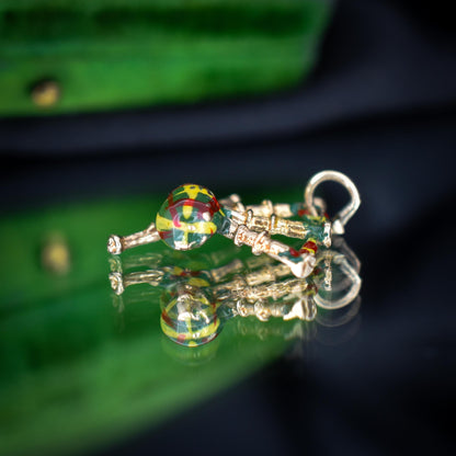 Vintage Tartan Enamel Bagpipes 9ct Gold Charm
