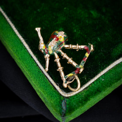 Vintage Tartan Enamel Bagpipes 9ct Gold Charm