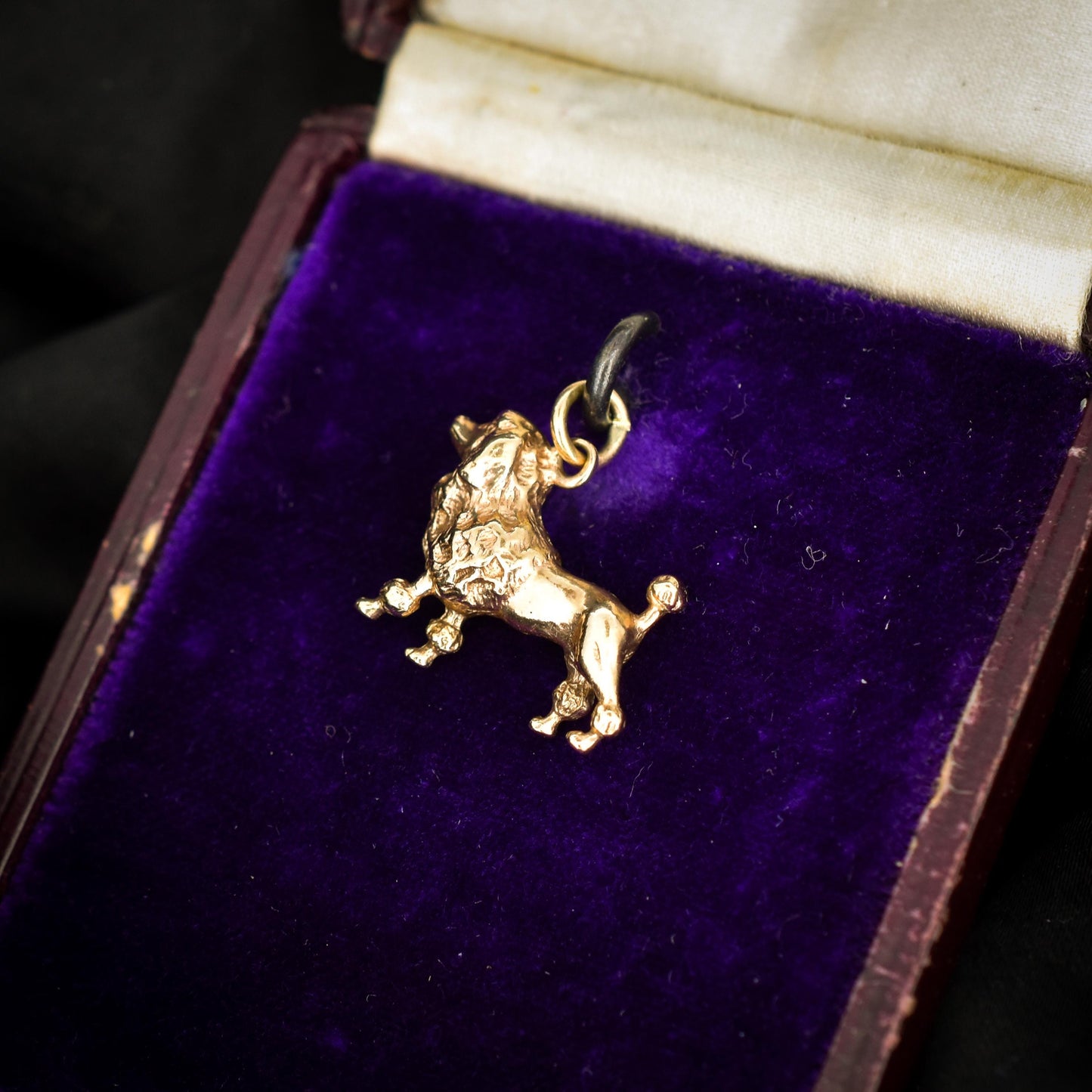 Vintage 9ct Gold Poodle Dog Charm Pendant - Birmingham 1966