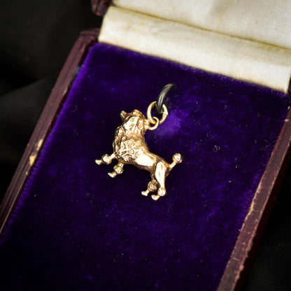 Vintage 9ct Gold Poodle Dog Charm Pendant - Birmingham 1966