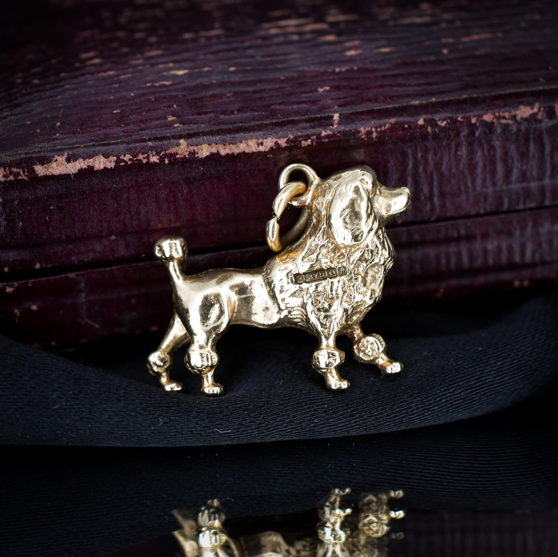 Vintage 9ct Gold Poodle Dog Charm Pendant - Birmingham 1966