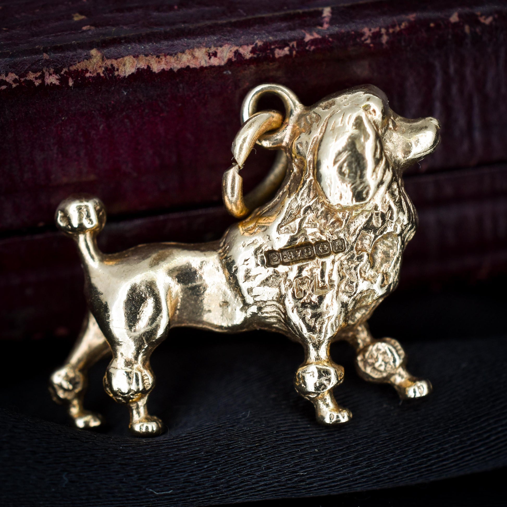Vintage 9ct Gold Poodle Dog Charm Pendant - Birmingham 1966