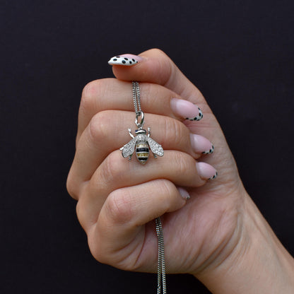 Yellow Sapphire Onyx and Diamond Platinum Insect Bee Pendant