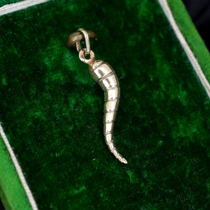 Vintage 9ct Yellow Gold Italian Horn of Plenty 'Cornicello' Charm Pendant