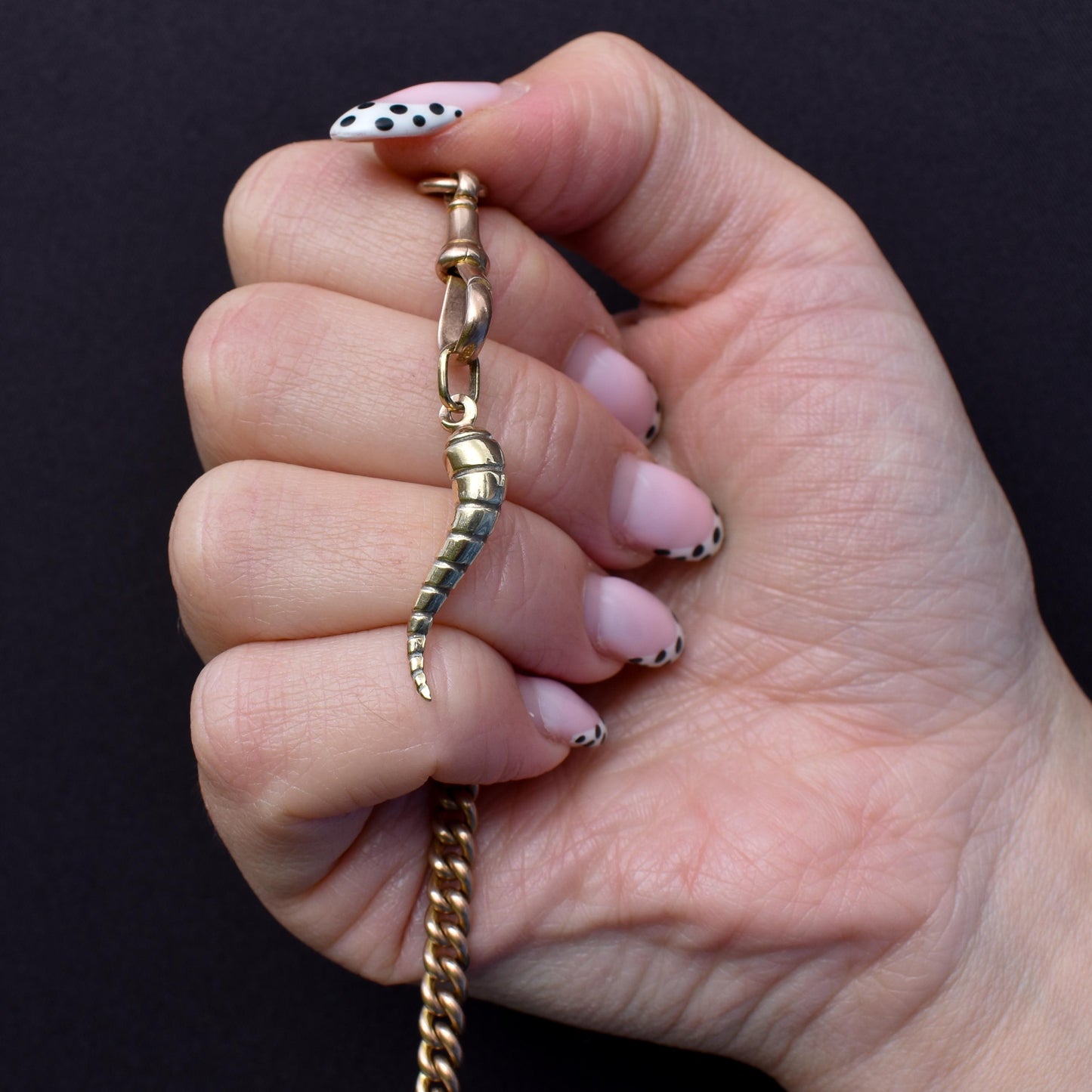 Vintage 9ct Yellow Gold Italian Horn of Plenty 'Cornicello' Charm Pendant