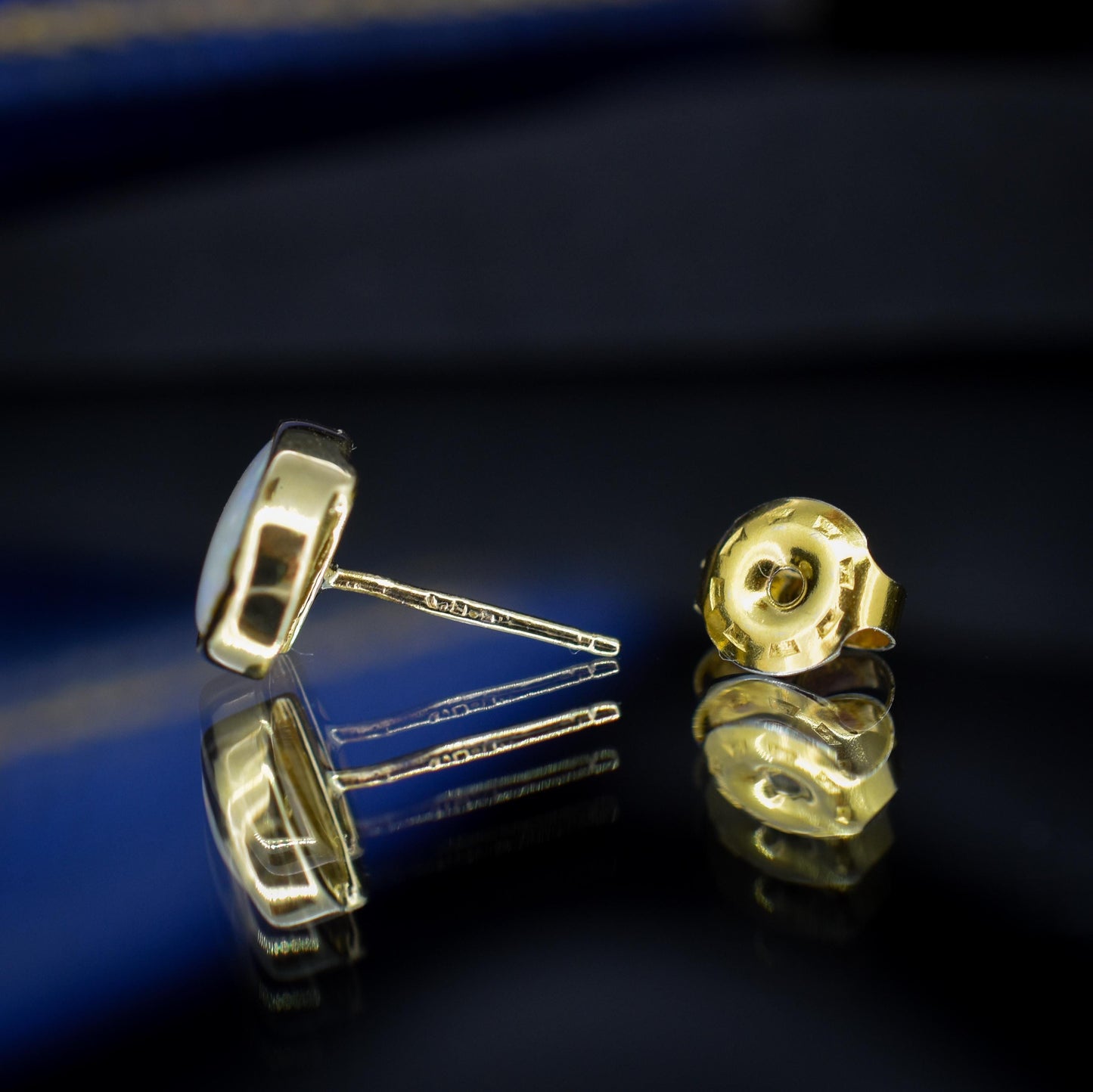 Vintage Natural Opal Oval Yellow Gold Stud Earrings