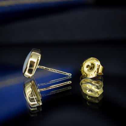 Vintage Natural Opal Oval Yellow Gold Stud Earrings